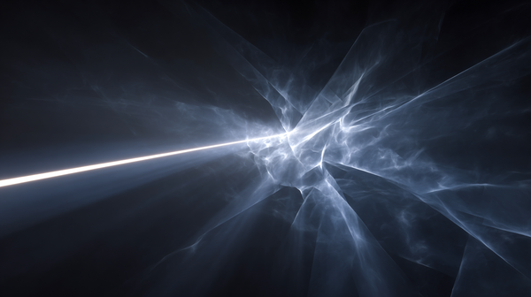 A beam of white light in dark empty space.